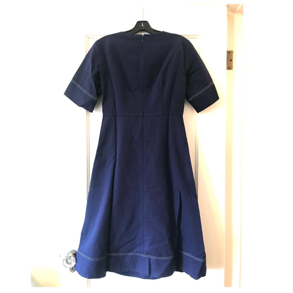 & Other Stories | Navy Cotton Lace-Up Dress 6 - Picture 4 of 9